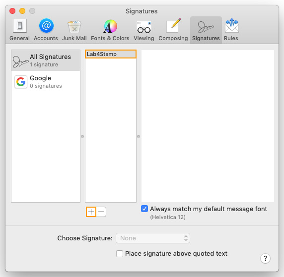 Mac Mail Signature. Add signature.