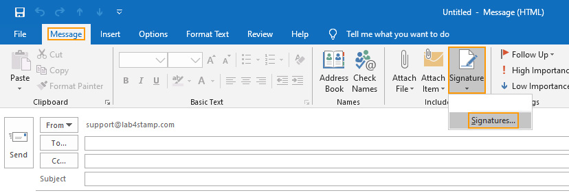 Outlook Signature. Option Signature.